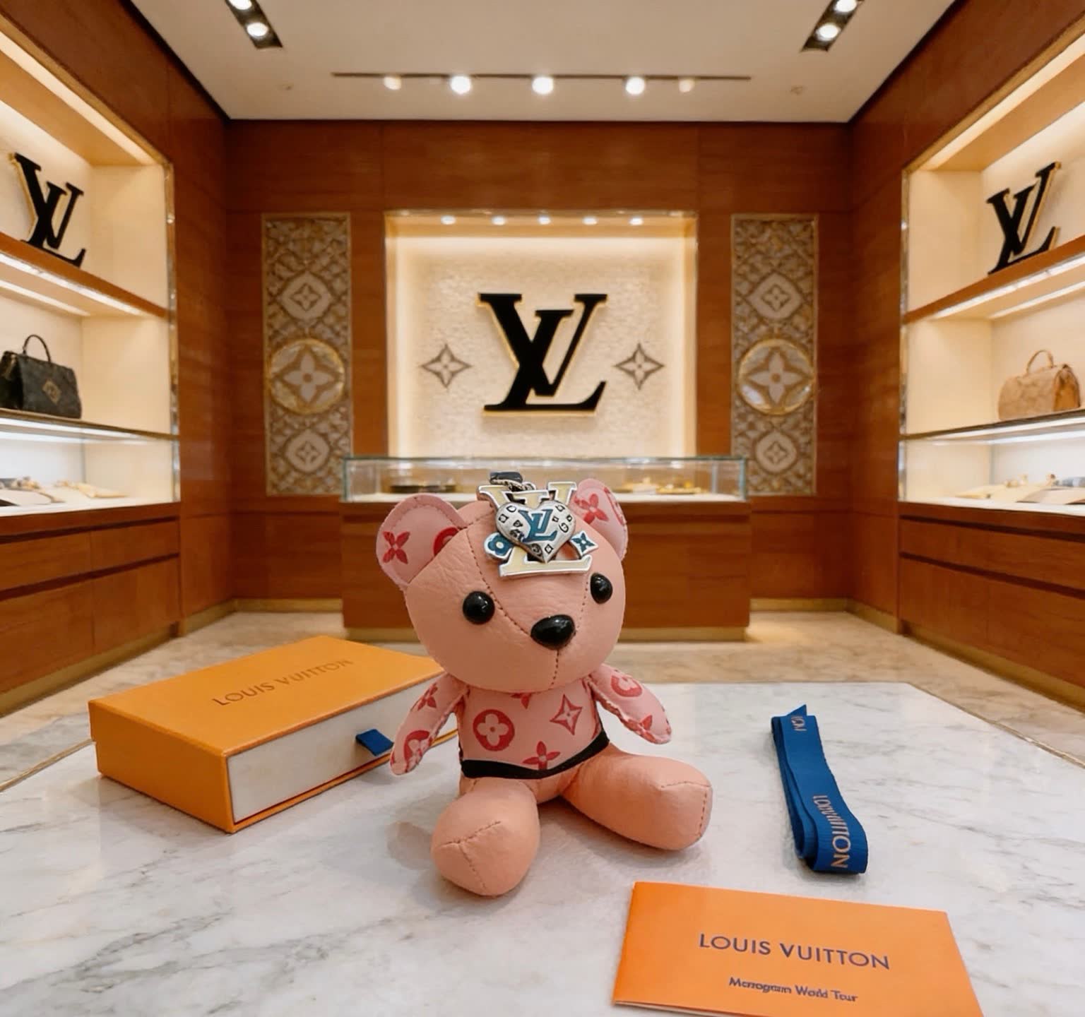 Louis Vuitton Pink Monogram Bear Charm